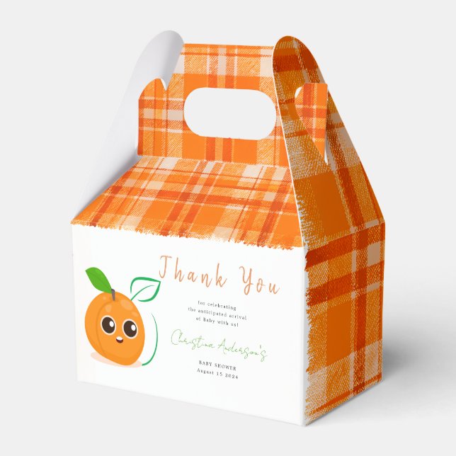 Clementine Orange Fruit Baby Shower Favor Boxes (Front Side)