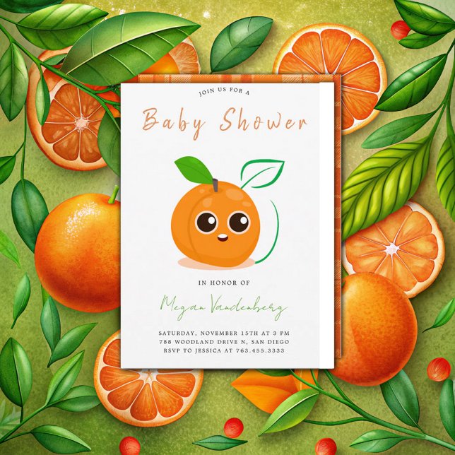 Clementine Orange Fruit Baby Shower Invitation (Creator Uploaded)