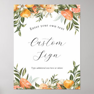 Clementine Oranges and Greenery Custom Text Sign