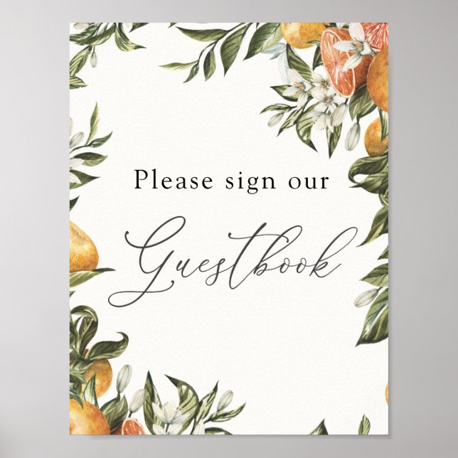 Clementine Oranges and Greenery Sign our Guestbook (Front)