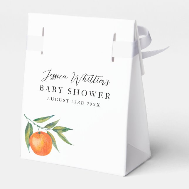 Clementine Watercolor "Cutie" Baby Shower Favor Boxes (Back Side)