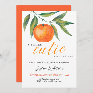 Clementine Watercolor "Cutie" Baby Shower Invitation