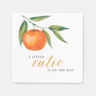 Clementine Watercolor "Cutie" Baby Shower Napkins