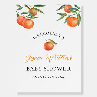 Clementine Watercolor "Cutie" Baby Shower Welcome Foam Board