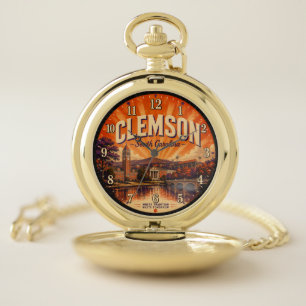Clemson South Carolina Southern College Town Decor Pocket Watch