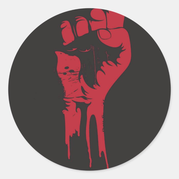 clenched fist classic round sticker | Zazzle.com