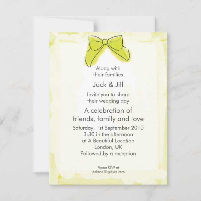 Cleo Bow (lemonlime) 4.25x5.5 Invitation (Front)