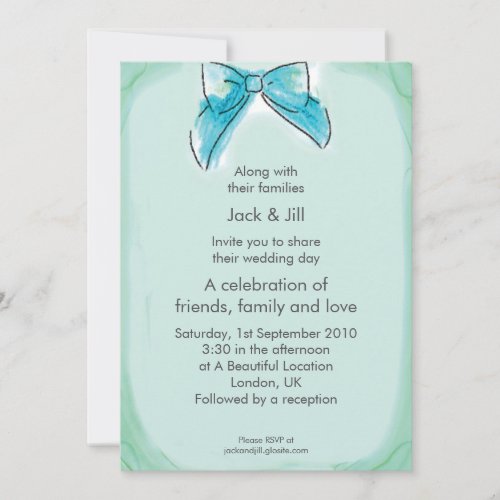 Cleo Bow (seamist) 5x7 Personalized Invitation
