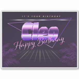 Cleo name first name lila retro sticker birthday
