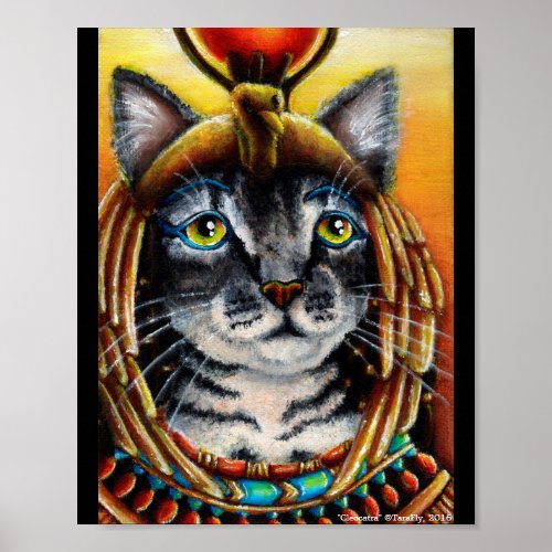 Cleopatra Cat Egyptian Pharoah Fantasy Art Poster
