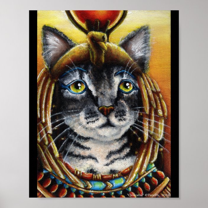 Cleopatra Cat Egyptian Pharoah Fantasy Art Poster