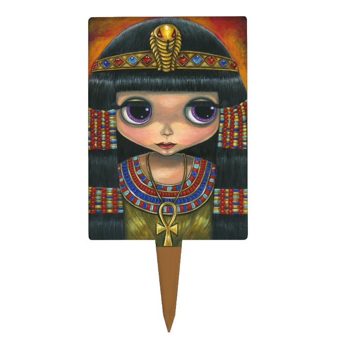 Cleopatra Doll with Ankh and Snake Headpiece Rectangular Cake Toppers