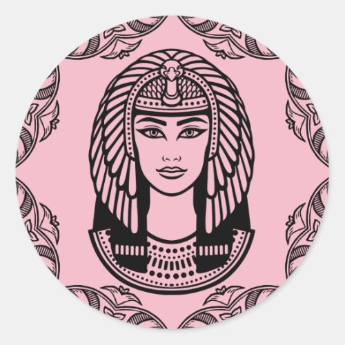 Cleopatra Egyptian on Pink Decorative Classic Round Sticker