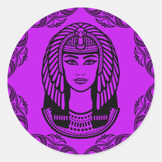 Cleopatra Egyptian on Purple Decorative Classic Round Sticker | Zazzle.com