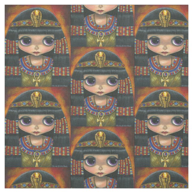 Cleopatra Girl with Snake Headdress Big Eye Doll Fabric (Swatch)