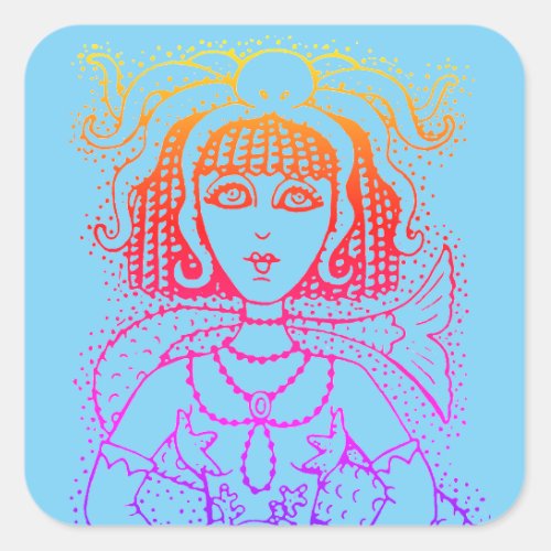 CLEOPATRA OCTOPUS MERMAID FANTASY GOTH SIREN SQUARE STICKER