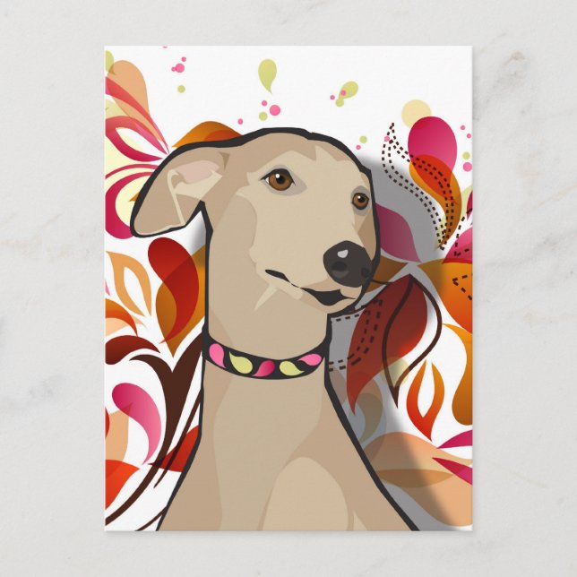 Cleopatra the Greyhound Graphic Portrait Postcard (Front)