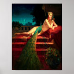 Cleopatra Vintage Art Deco Fantasy Art Poster<br><div class="desc">This is a digitally enhanced print of a vintage Art Deco fantasy art painting of Ceopatra with a peacock by Edward Mason Eggleston</div>