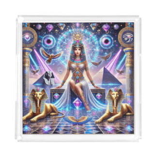 Cleopatra's Divine Realm The Golden Goddess Acrylic Tray