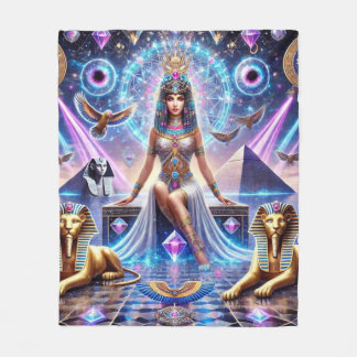 "Cleopatra's Divine Realm – The Golden Goddess of  Fleece Blanket