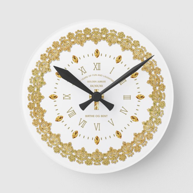 Clergy 50th Golden Jubilee Ordained Anniversary Round Clock (Front)