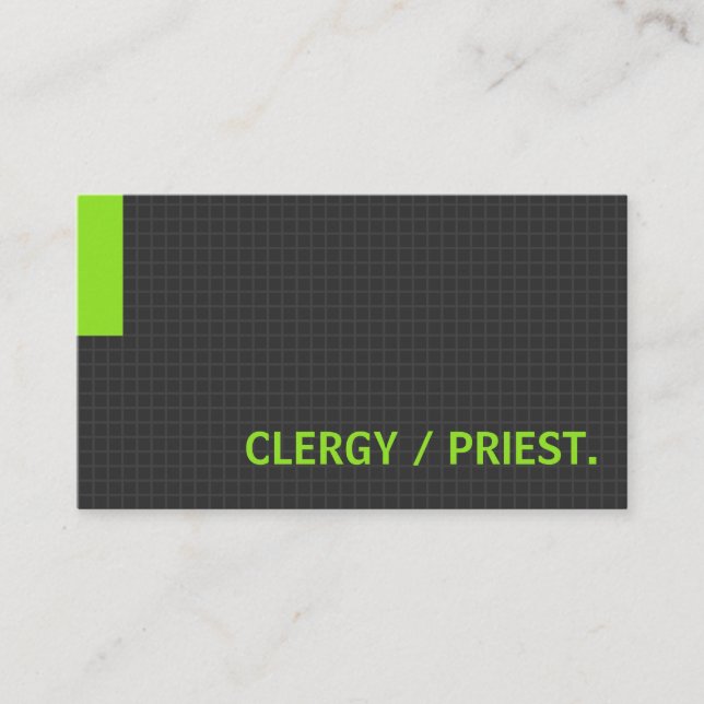 Clergy / Priest- Multiple Purpose Green Business Card (Front)