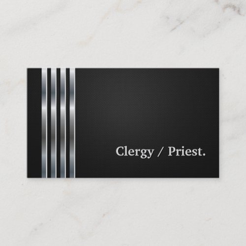 Clergy  Priest Professional Black Silver Business Card