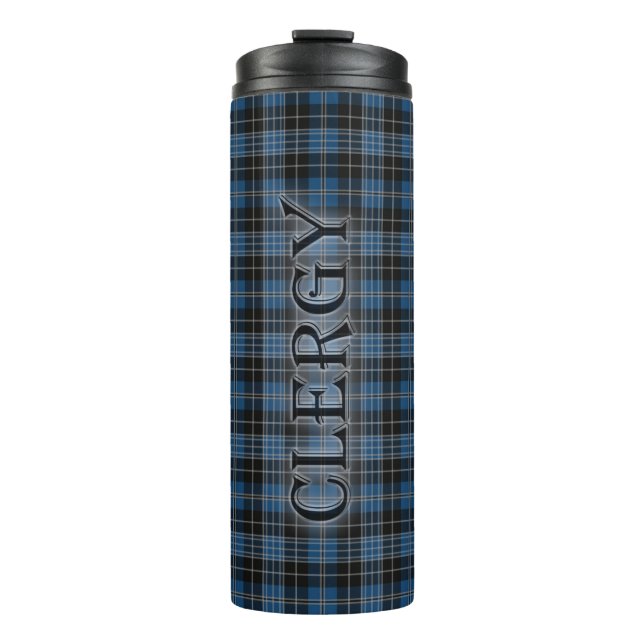 Clergy Tartan with the Last Name Thermal Tumbler (Front)