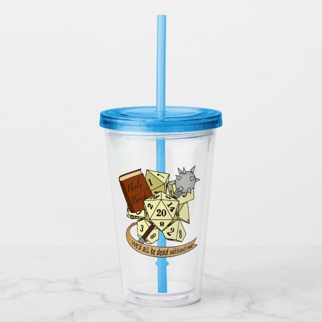 Cleric Dice Design Acrylic Tumbler (Front)