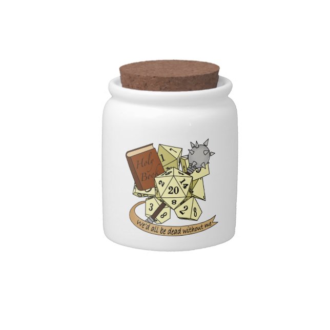 Cleric Dice Design Candy Jar (Front)