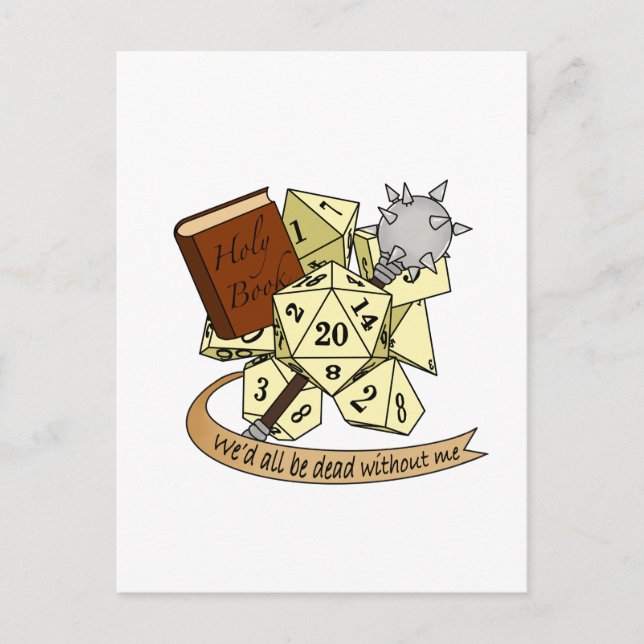 Cleric Dice Design Holiday Postcard (Front)