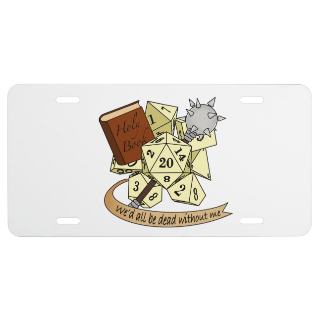 Cleric Dice Design License Plate (Front)
