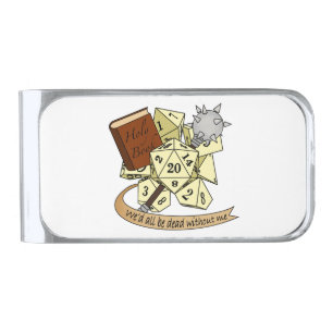 Cleric Dice Design Silver Finish Money Clip