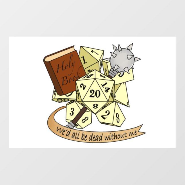 Cleric Dice Design Window Cling (Sheet)