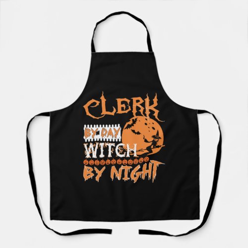 Clerk By Day Witch By Night Halloween Apron