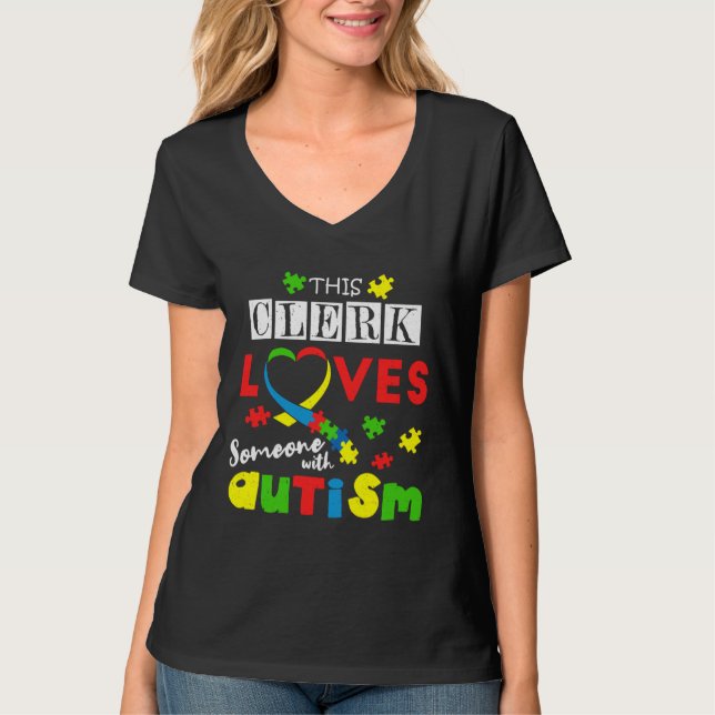 Clerk Puzzle Special Love Autism Awareness T-Shirt (Front)