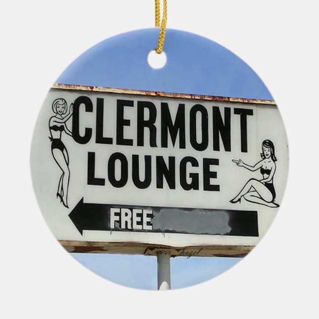 Clermont Lounge, Atlanta, Georgia, Merry Christmas Ceramic Ornament (Front)