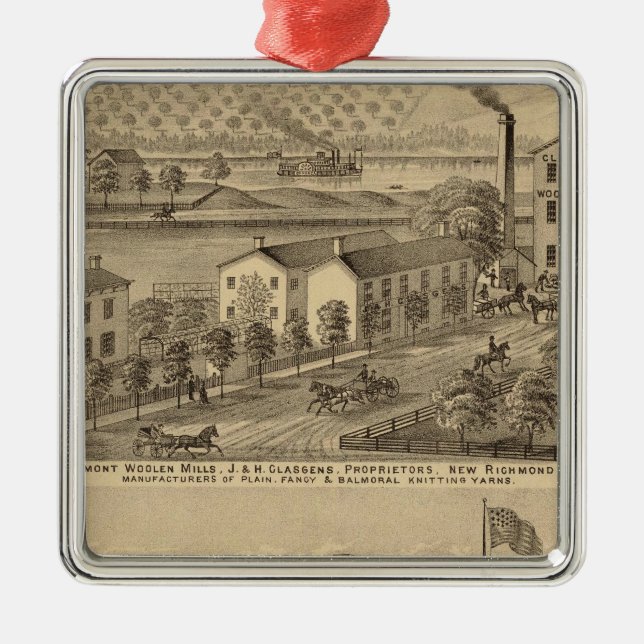 Clermont Woolen Mills Metal Ornament (Front)