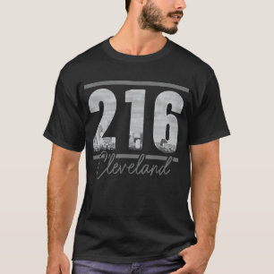 Cleveland 216 Area Code Skyline Ohio Vintage T-Shirt