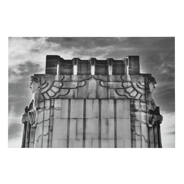 Cleveland Art Deco Bridge Statue Faux Canvas Print (Front)