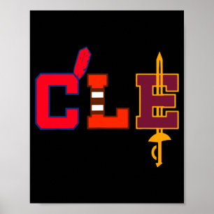 Cleveland Baseball Bats Vintage Ohio Cle Retro Gif Poster