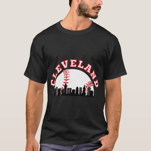 Cleveland Baseball Cleveland Oh Cityscape Cle Skyl T_Shirt