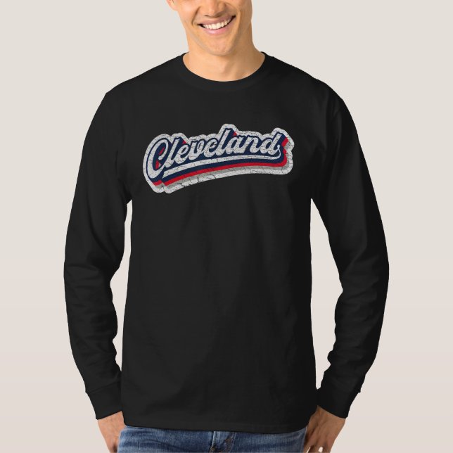Cleveland Baseball Throwback u2013 Classic Retro V T-Shirt (Front)