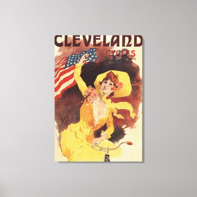 Cleveland Bicycles American Girl in Yellow Canvas Print (Front)