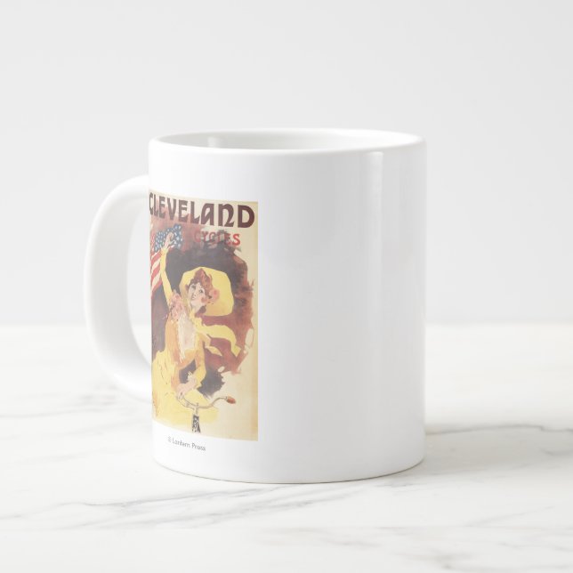 Cleveland Bicycles American Girl in Yellow Giant Coffee Mug (Front Left)