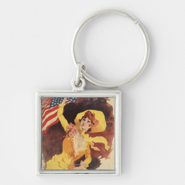 Cleveland Bicycles American Girl in Yellow Keychain (Front)