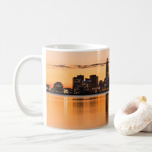 Cleveland city Ohio sunset skyline river landscape Coffee Mug