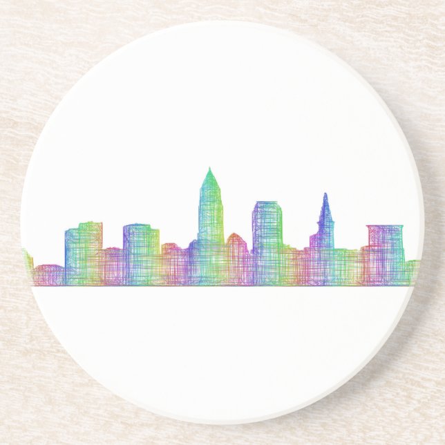 Cleveland city skyline sandstone coaster (Front)