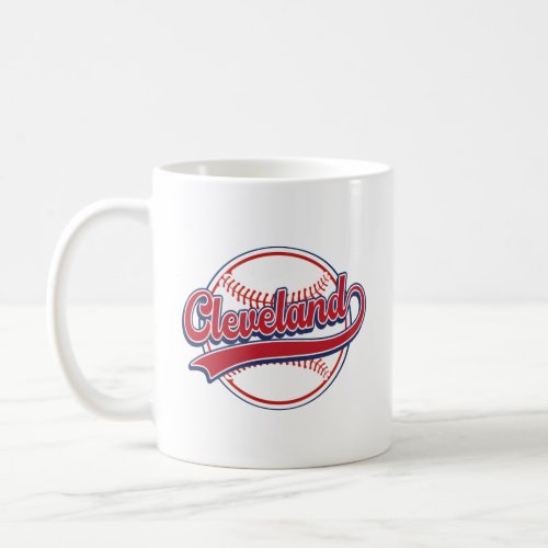 Cleveland Cityscape Baseball Player And Fans  Coffee Mug