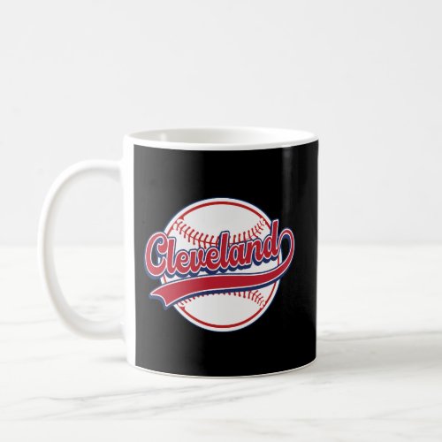 Cleveland Cityscape Baseball Player And Fans Coffee Mug